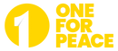 One for Peace logo mark, yellow copy and a yellow circle with a number 1 in the middle.